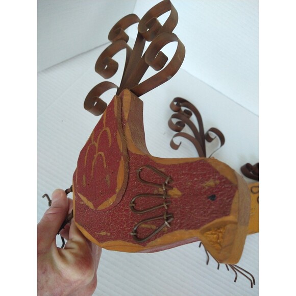 Wooden Metal Bird Statue Sculpture Folk Art Primitive Farm chicken decor - Picture 8 of 16